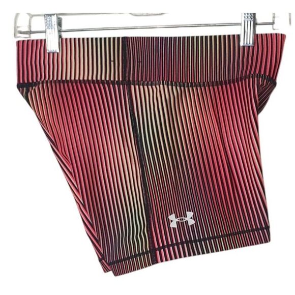 Under Armour Womens  Compression Shorts Md Striped Colorful Athletic Bike Volley - Picture 2 of 6